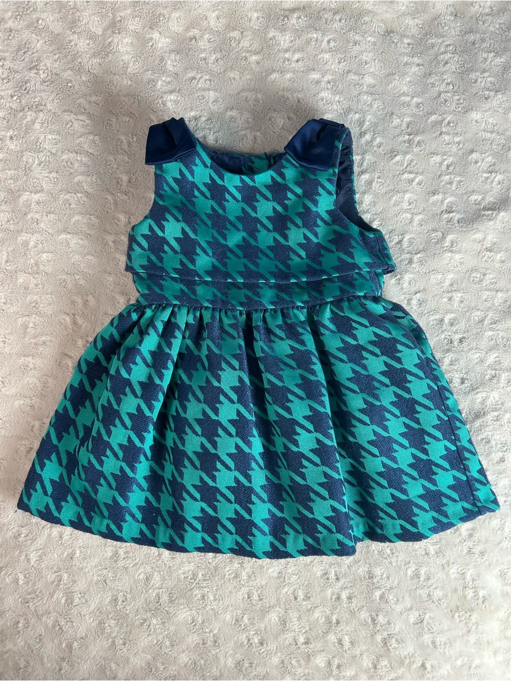 Cat & Jack Houndstooth Holiday Dress Blue Green